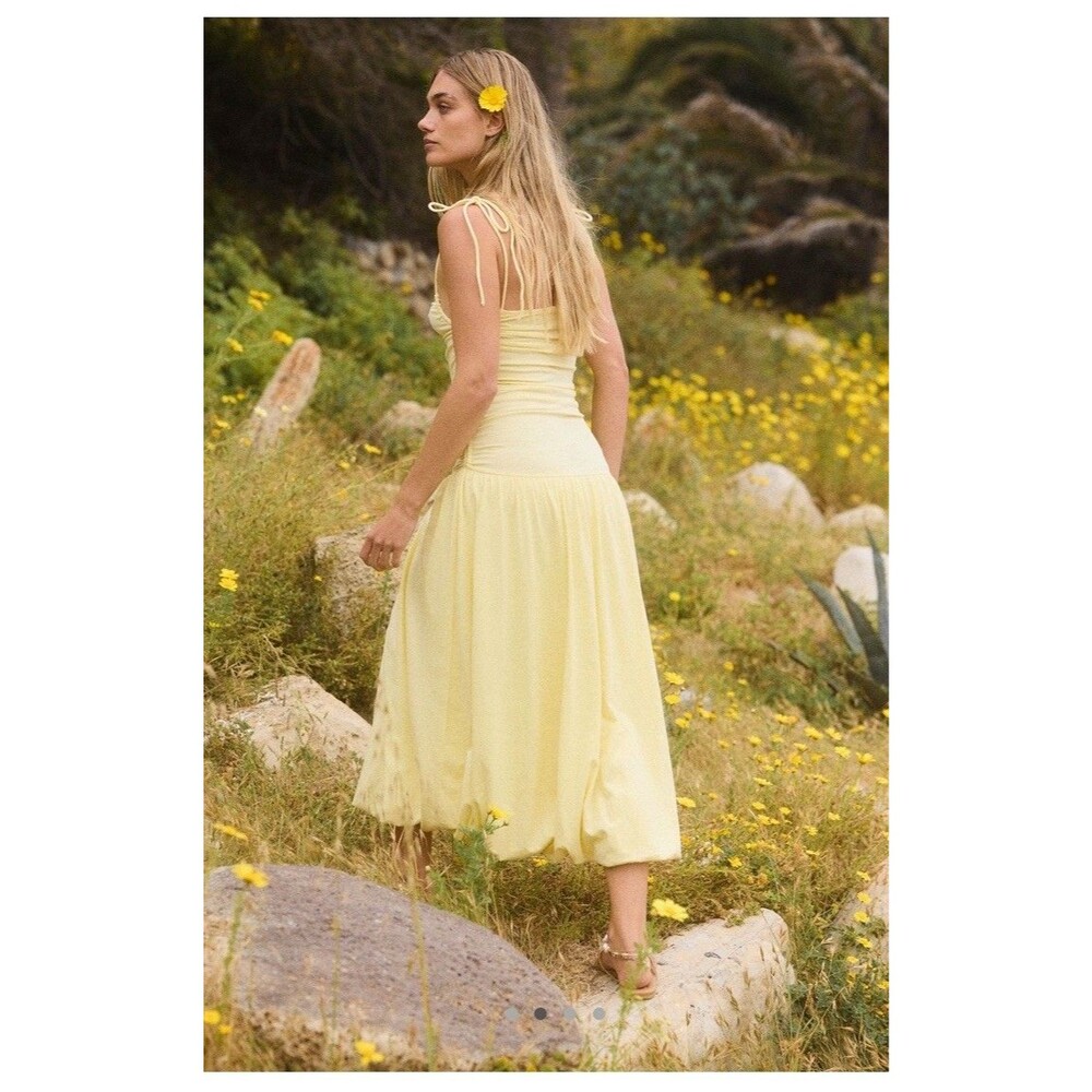Free People Darcy Drop Waist Midi Tank Dress Mellow Yellow Size M NWOT - Picture 10 of 11